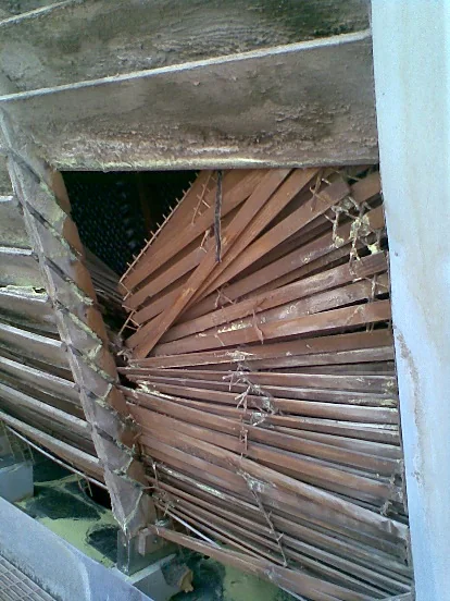 The original wooden crossflow cooling tower